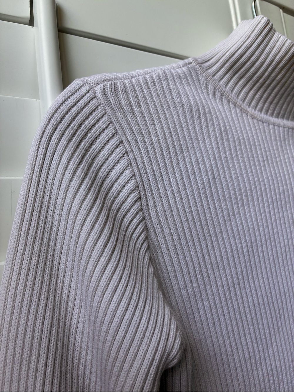 Vintage 80s polo jeans Ralph Lauren cream Rib-Knit Turtleneck Flag logo Patch S - Picture 5 of 14
